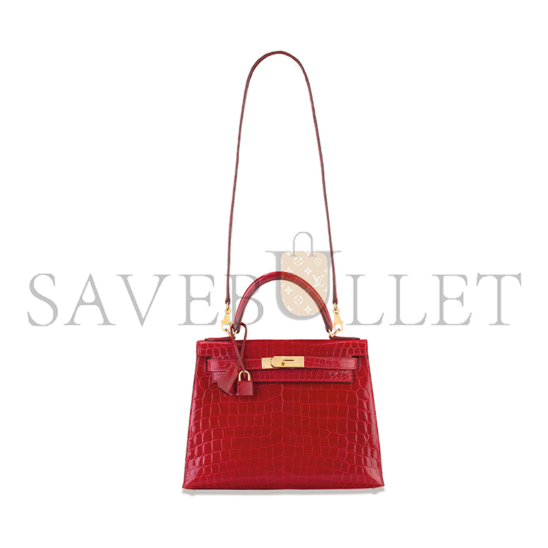 H**mes master shiny chinese red alligator kelly 28 with gold hardware (28*22*10cm)